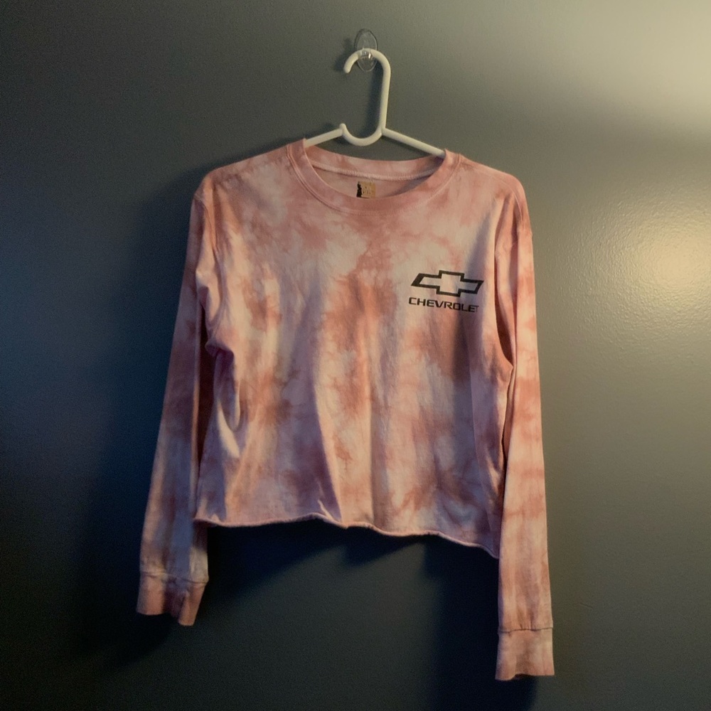 Chevrolet LongSleeve CropTop Pink TieDye